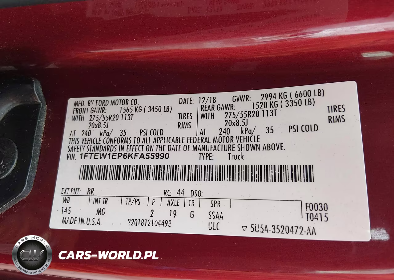 2019 Ford F-150 Xlt VIN:1FTEW1EP6KFA55990 - 9