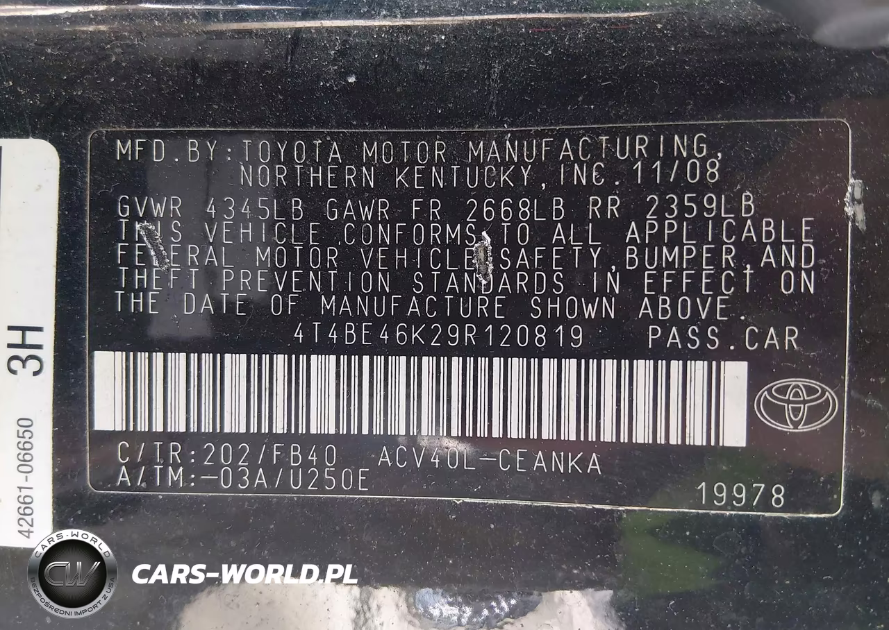 2009 Toyota Camry Le VIN:4T4BE46K29R120819 - 9