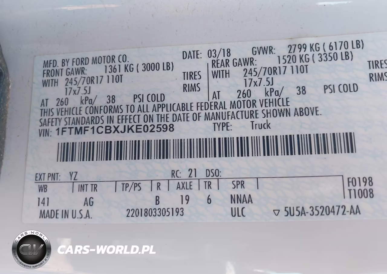 2018 Ford F-150 Xl VIN:1FTMF1CBXJKE02598 - 9