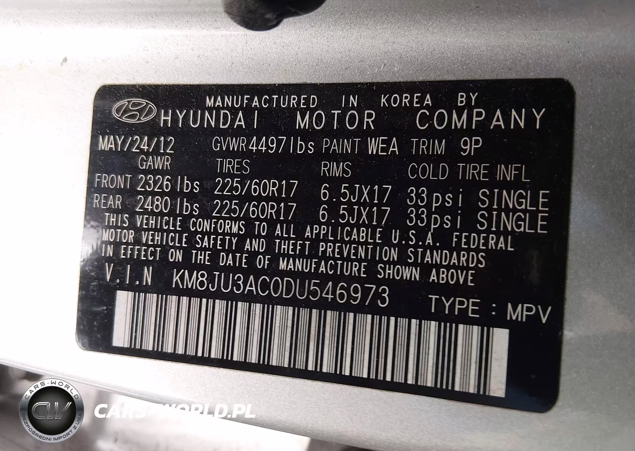 2013 Hyundai Tucson Gls VIN:KM8JU3AC0DU546973 - 9