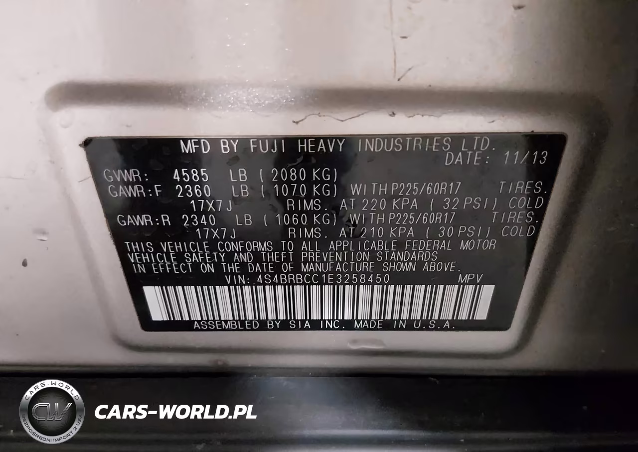 2014 Subaru Outback 2.5I Premium VIN:4S4BRBCC1E3258450 - 9