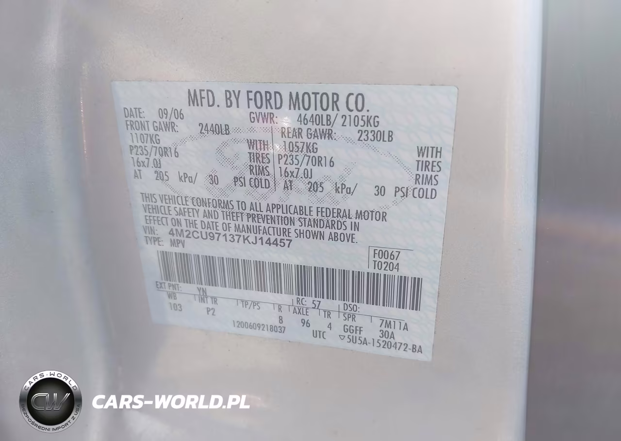 2007 Mercury Mariner Premier VIN:4M2CU97137KJ14457 - 9