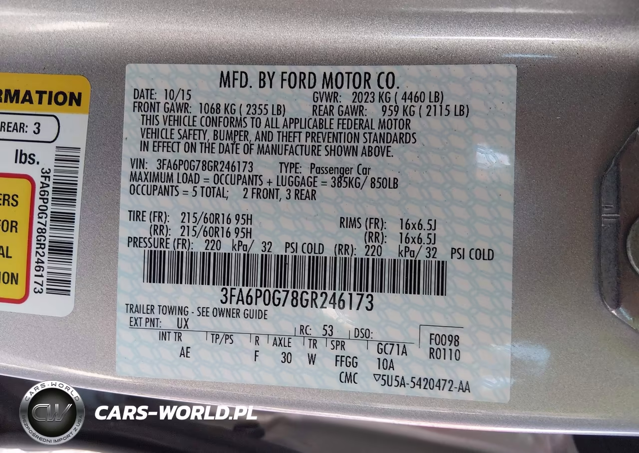 2016 Ford Fusion S VIN:3FA6P0G78GR246173 - 9