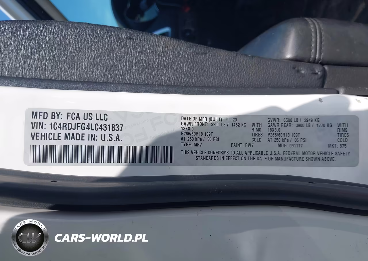 2020 Dodge Durango Pursuit Awd VIN:1C4RDJFG4LC431837 - 9