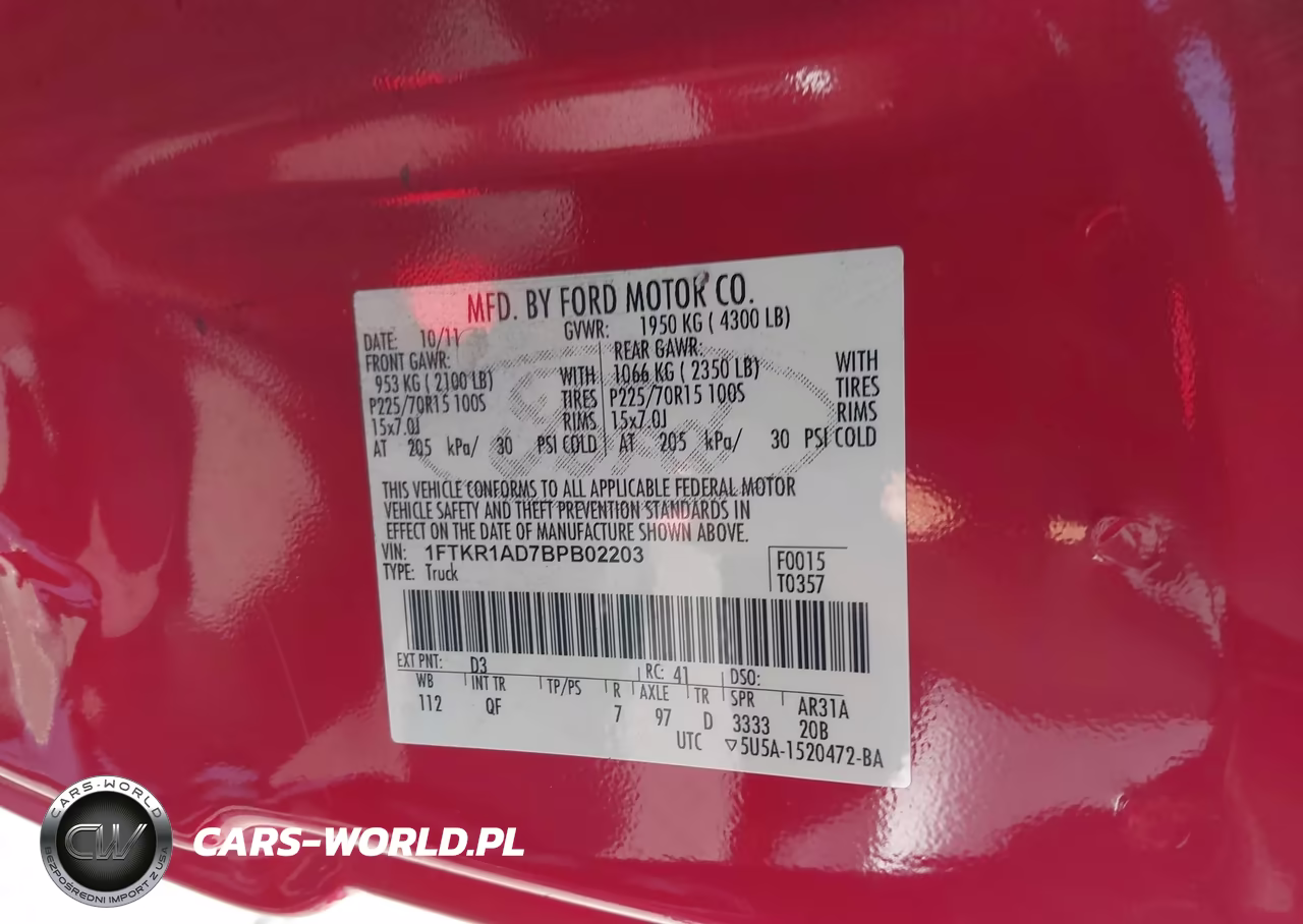 2011 Ford Ranger Xl VIN:1FTKR1AD7BPB02203 - 9