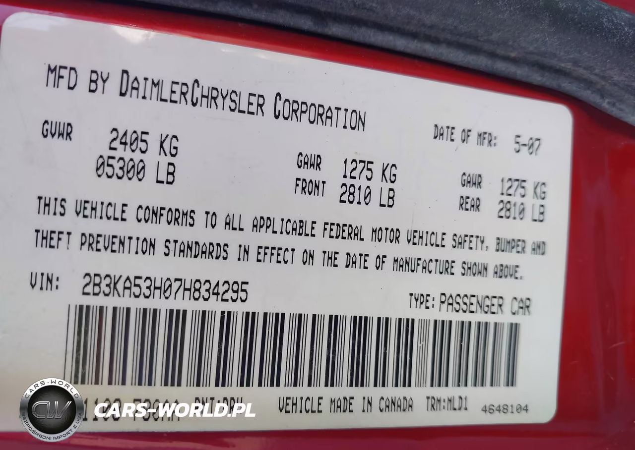 2007 Dodge Charger Rt VIN:2B3KA53H07H834295 - 9