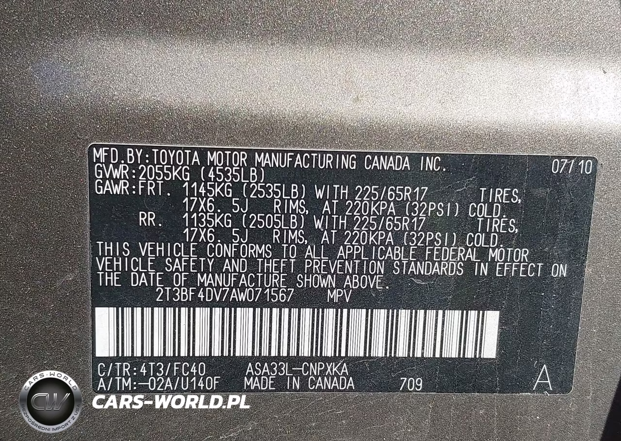 2010 Toyota Rav4 VIN:2T3BF4DV7AW071567 - 9