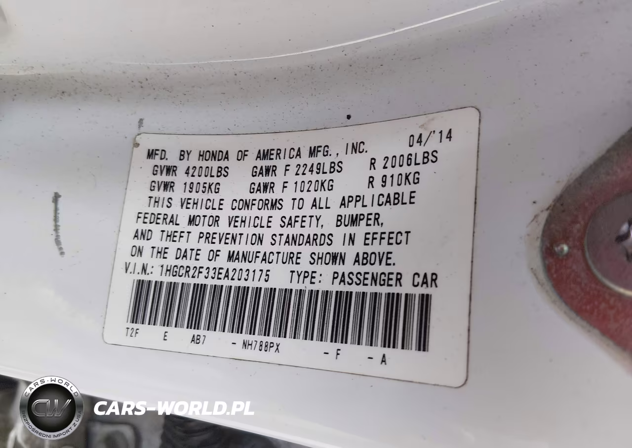 2014 Honda Accord Lx VIN:1HGCR2F33EA203175 - 9