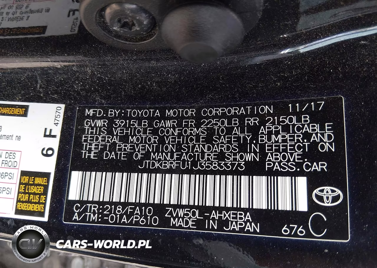 2018 Toyota Prius One VIN:JTDKBRFU1J3583373 - 9