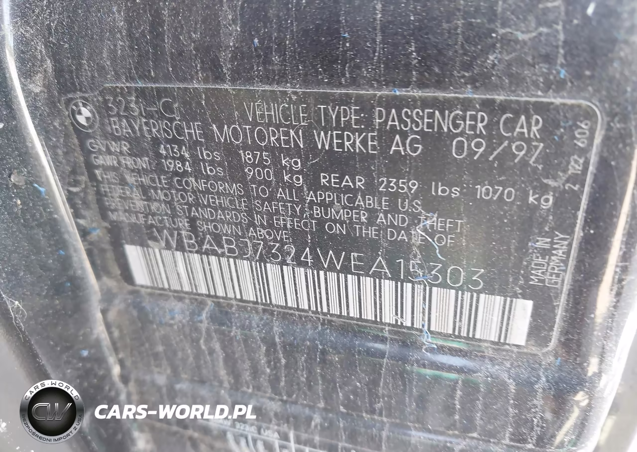 1998 BMW 323Ic VIN:WBABJ7324WEA15303 - 9