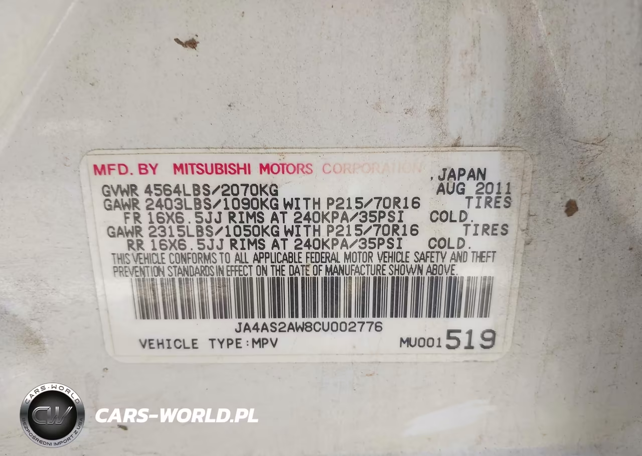 2012 Mitsubishi Outlander Es VIN:JA4AS2AW8CU002776 - 9
