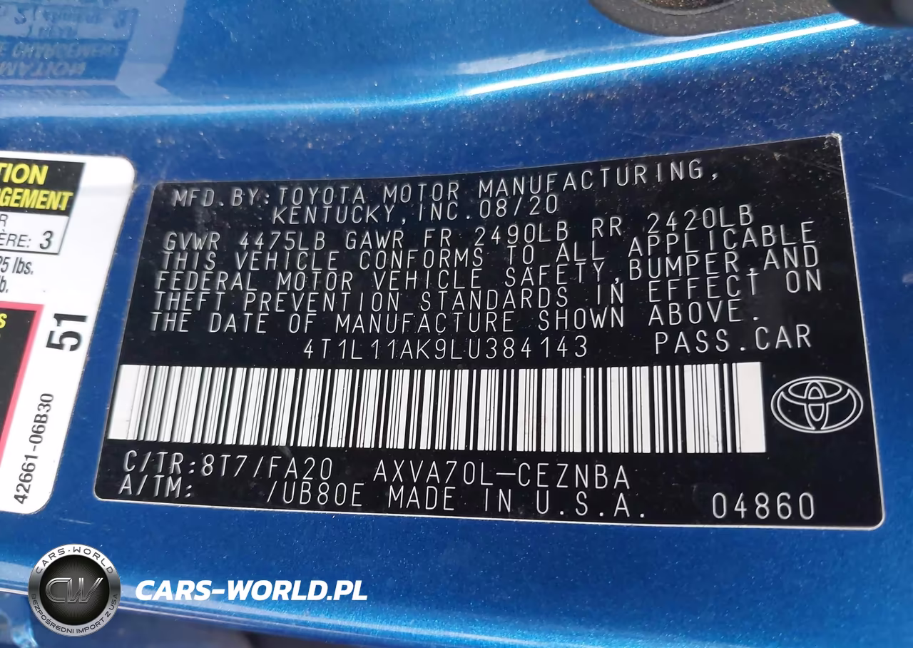 2020 Toyota Camry Le VIN:4T1L11AK9LU384143 - 9