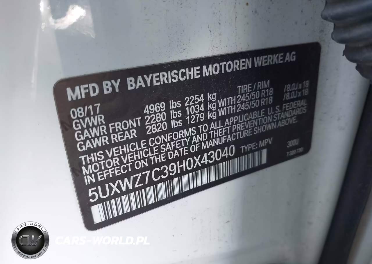 2017 BMW X3 Sdrive28I VIN:5UXWZ7C39H0X43040 - 9