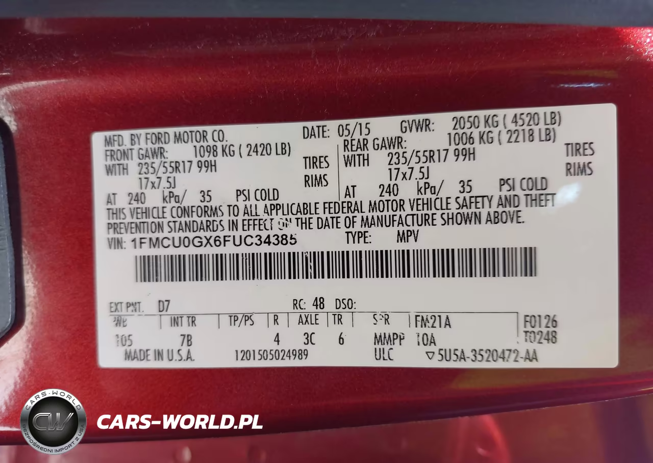 2015 Ford Escape Se VIN:1FMCU0GX6FUC34385 - 9