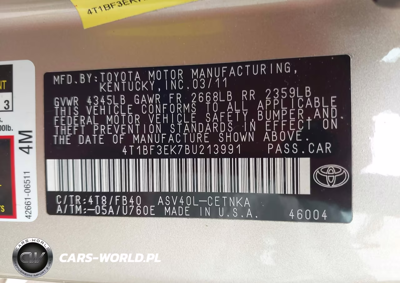 2011 Toyota Camry Le VIN:4T1BF3EK7BU213991 - 9