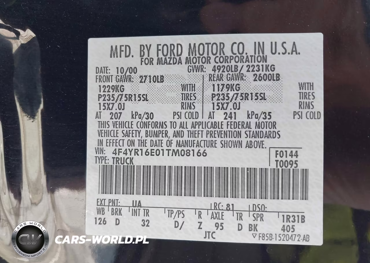 2001 Mazda B3000 Ds-Se VIN:4F4YR16E01TM08166 - 9