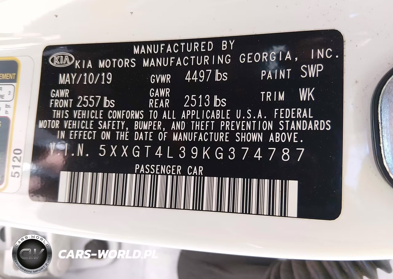 2019 Kia Optima Lx VIN:5XXGT4L39KG374787 - 9