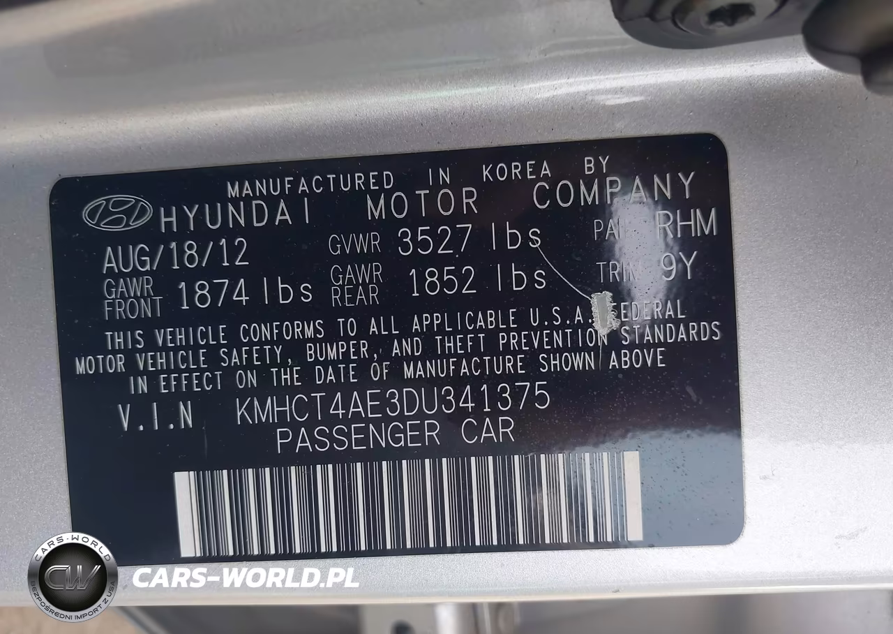2013 Hyundai Accent Gls VIN:KMHCT4AE3DU341375 - 9