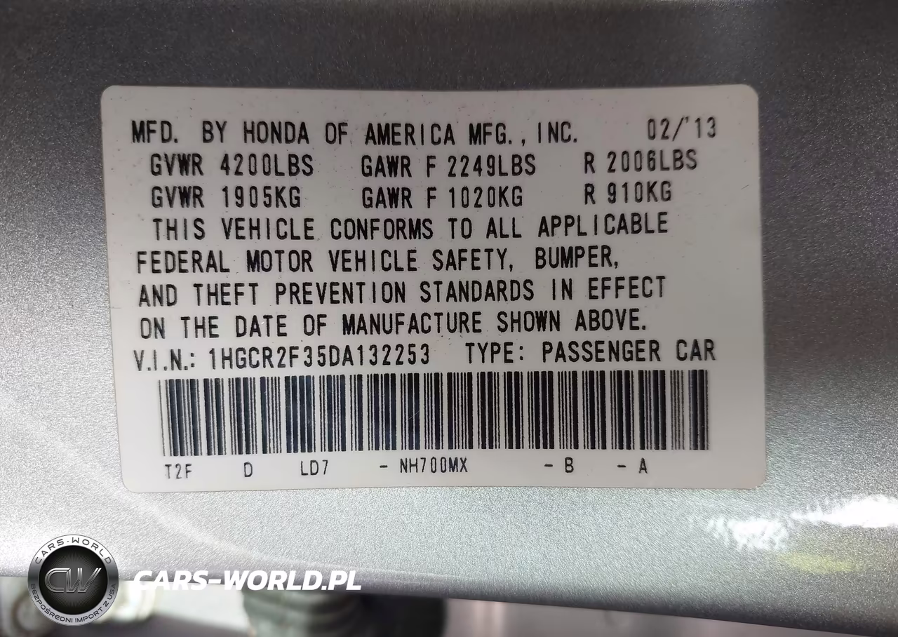 2013 Honda Accord Lx VIN:1HGCR2F35DA132253 - 9