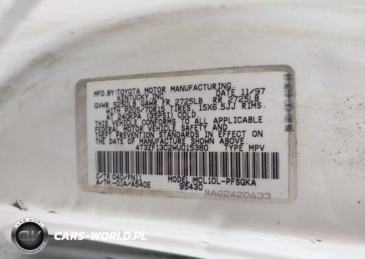 1998 Toyota Sienna Le VIN:4T3ZF13C2WU015380 - 9