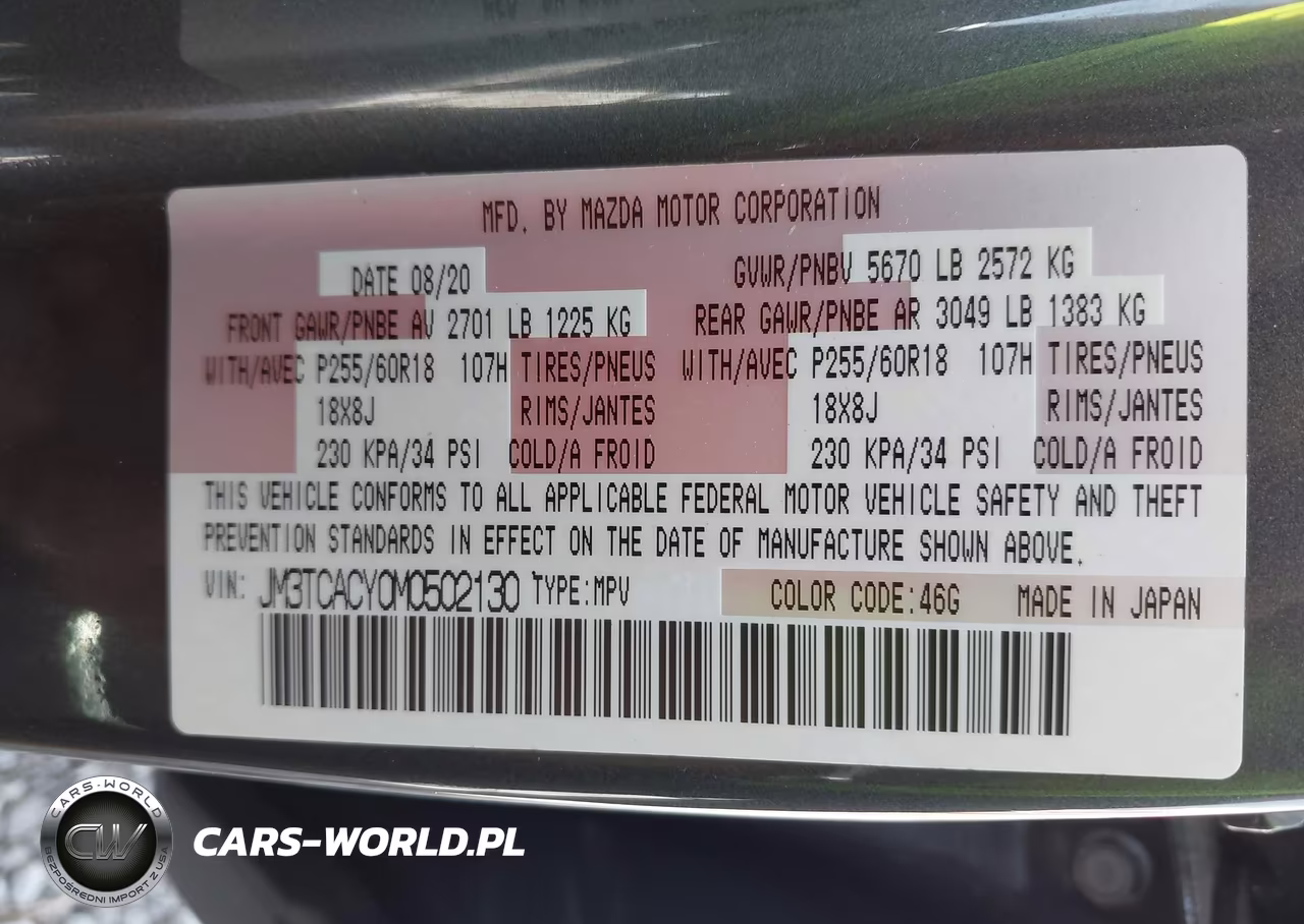 2021 Mazda Cx-9 Touring VIN:JM3TCACY0M0502130 - 9