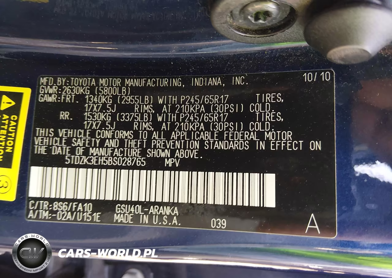 2011 Toyota Highlander Base V6 VIN:5TDZK3EH5BS028765 - 9