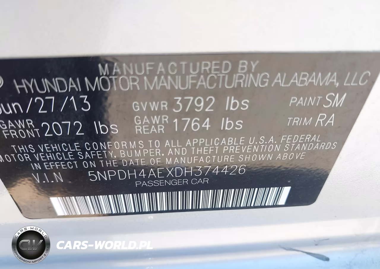 2013 Hyundai Elantra Gls VIN:5NPDH4AEXDH374426 - 9