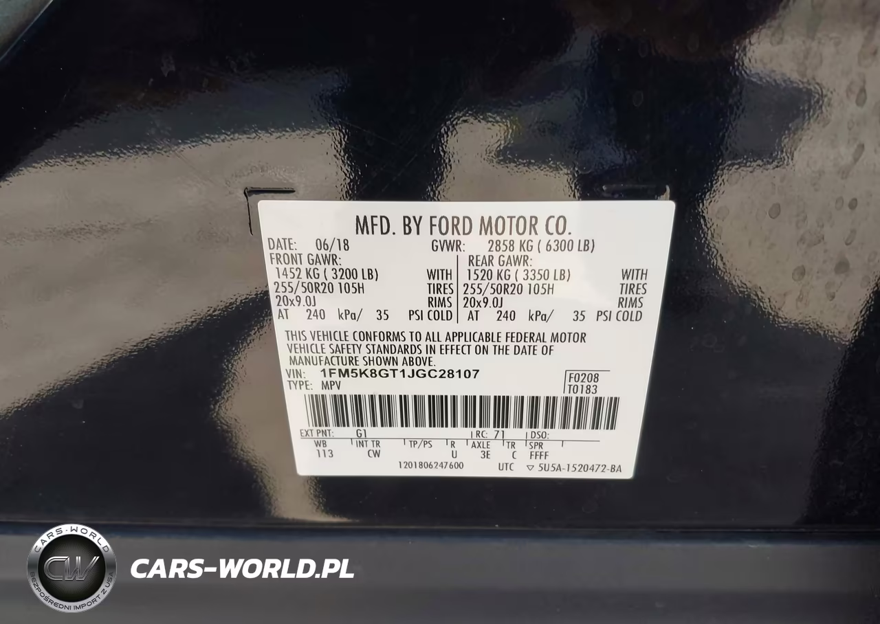 2018 Ford Explorer Sport VIN:1FM5K8GT1JGC28107 - 9