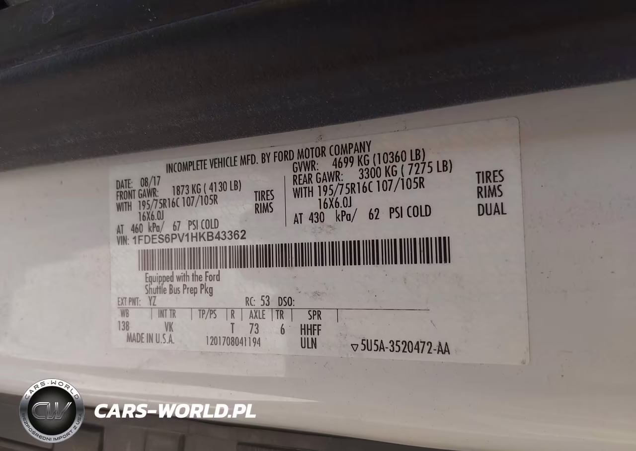 2017 Ford Transit-350 Cutaway VIN:1FDES6PV1HKB43362 - 9