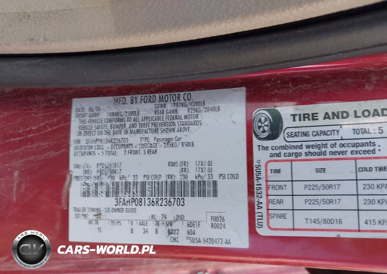 2006 Ford Fusion Sel VIN:3FAHP08136R236703 - 9