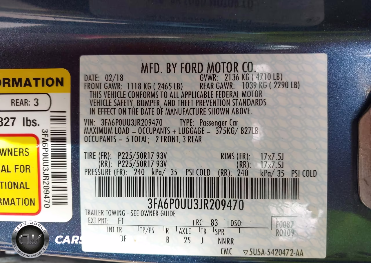 2018 Ford Fusion Hybrid S VIN:3FA6P0UU3JR209470 - 9