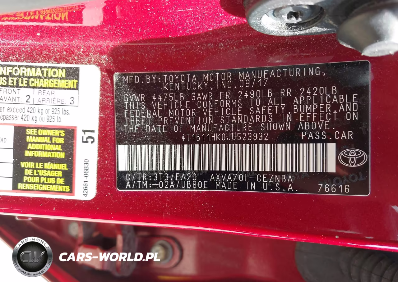2018 Toyota Camry Le VIN:4T1B11HK0JU523932 - 9