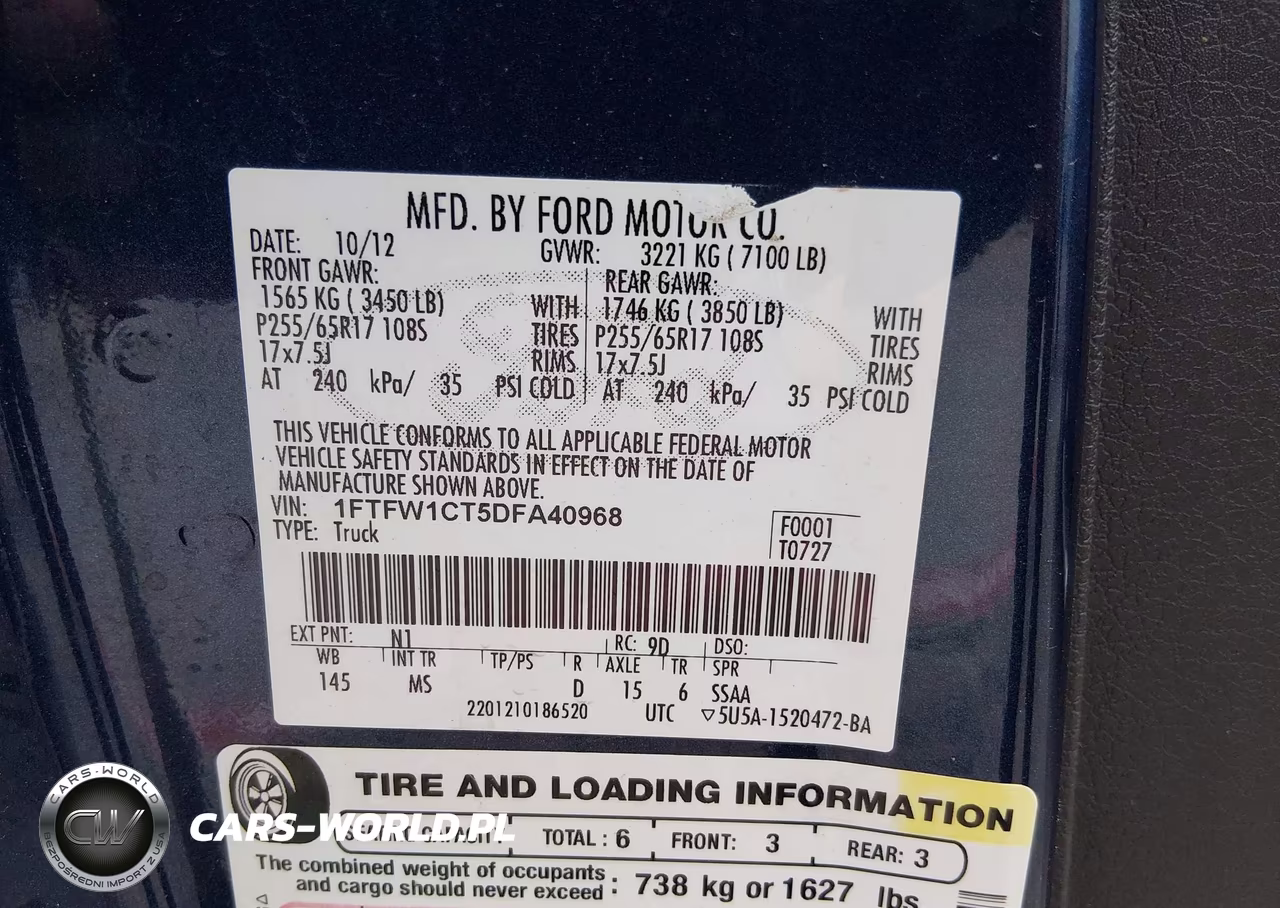 2013 Ford F150 Supercrew VIN:1FTFW1CT5DFA40968 - 9