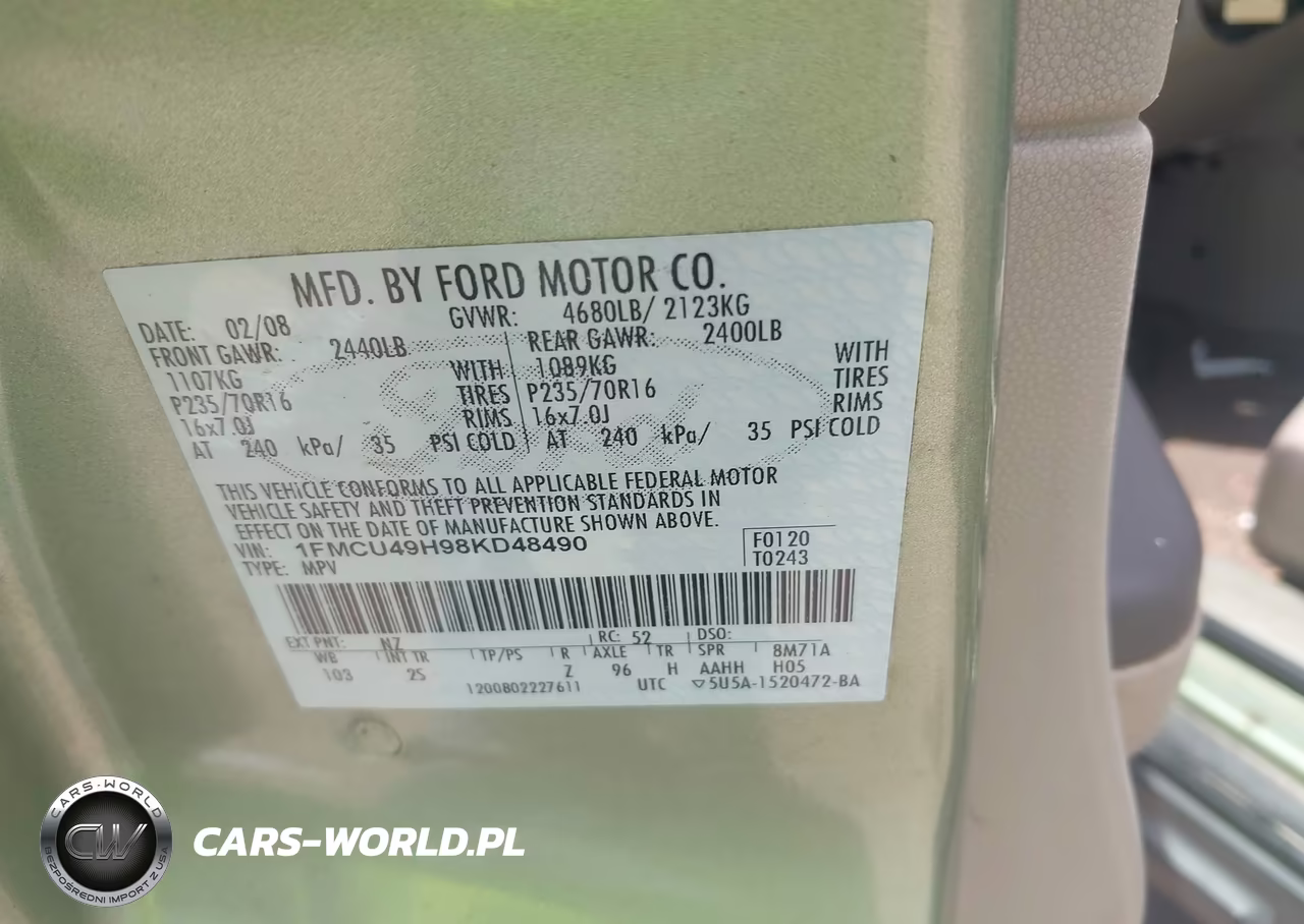 2008 Ford Escape Hybrid VIN:1FMCU49H98KD48490 - 9