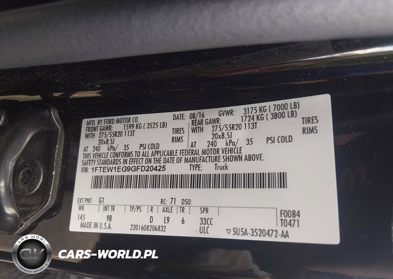 2016 Ford F-150 Platinum VIN:1FTEW1EG9GFD20425 - 9