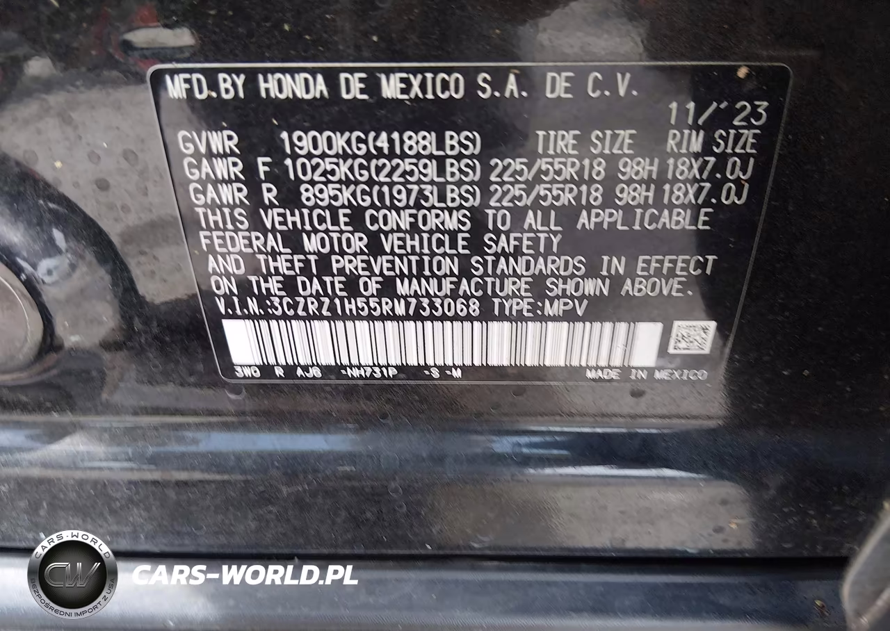 2024 Honda Hr-V 2Wd Sport-2Wd Sport W-O Bsi VIN:3CZRZ1H55RM733068 - 9