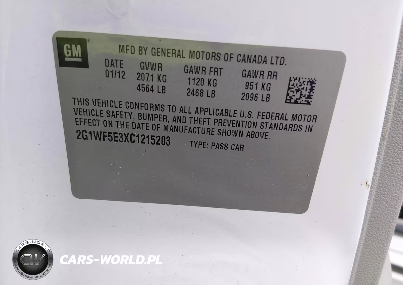 2012 Chevrolet Impala Ls VIN:2G1WF5E3XC1215203 - 9
