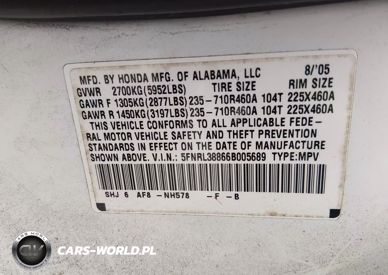 2006 Honda Odyssey Touring VIN:5FNRL38866B005689 - 9