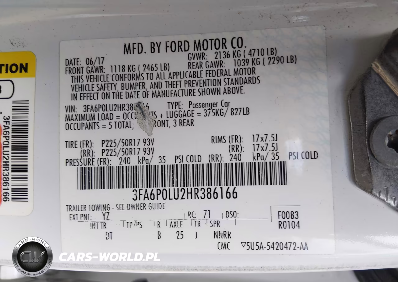 2017 Ford Fusion Hybrid Se VIN:3FA6P0LU2HR386166 - 9