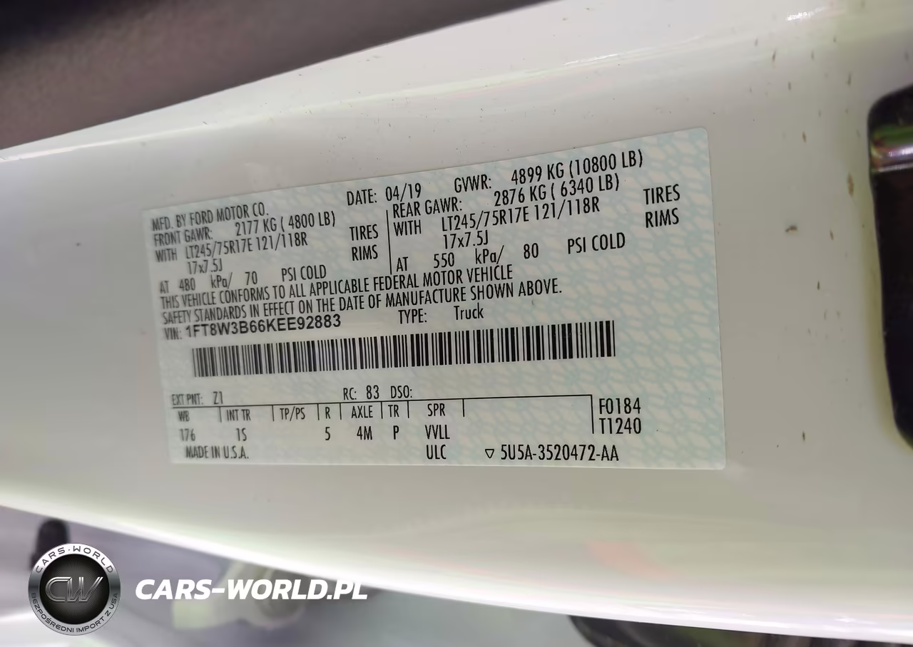 2019 Ford F-350 Xl VIN:1FT8W3B66KEE92883 - 9
