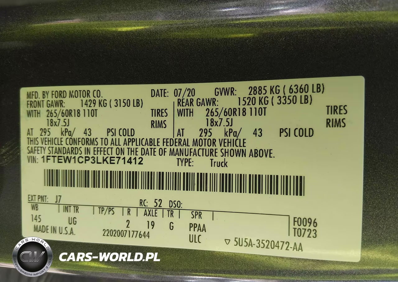 2020 Ford F-150 Xlt VIN:1FTEW1CP3LKE71412 - 9