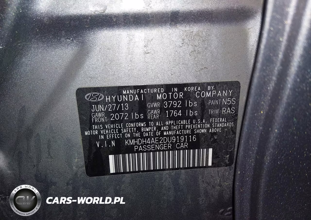 2013 Hyundai Elantra Gls (Ulsan Plant) VIN:KMHDH4AE2DU919116 - 9