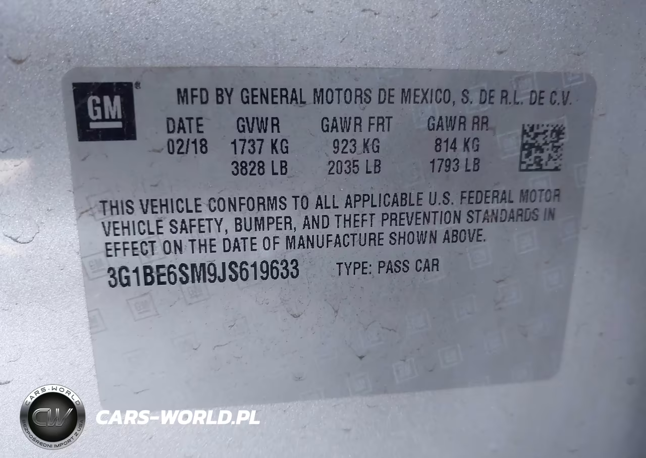2018 Chevrolet Cruze Lt Auto VIN:3G1BE6SM9JS619633 - 9
