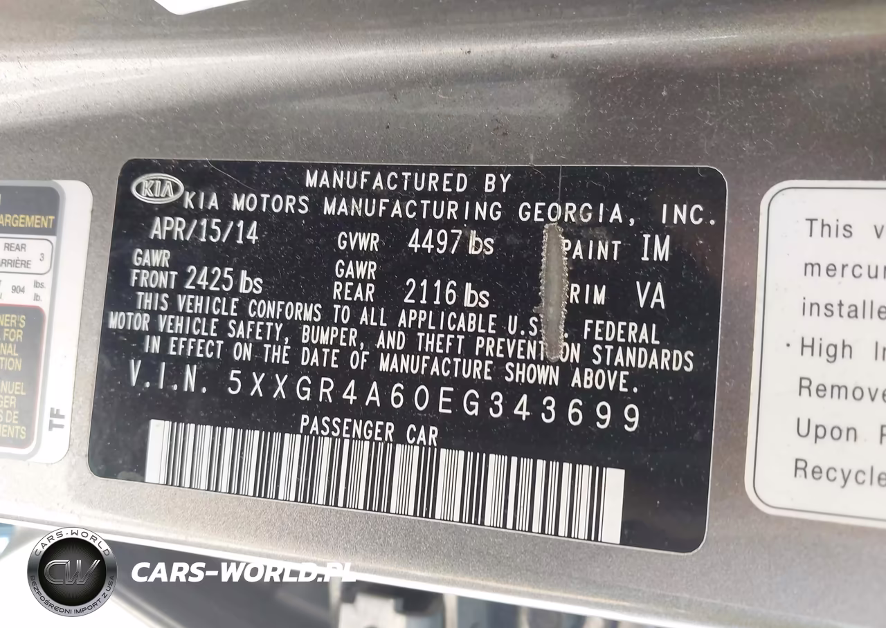 2014 Kia Optima Sxl Turbo VIN:5XXGR4A60EG343699 - 9