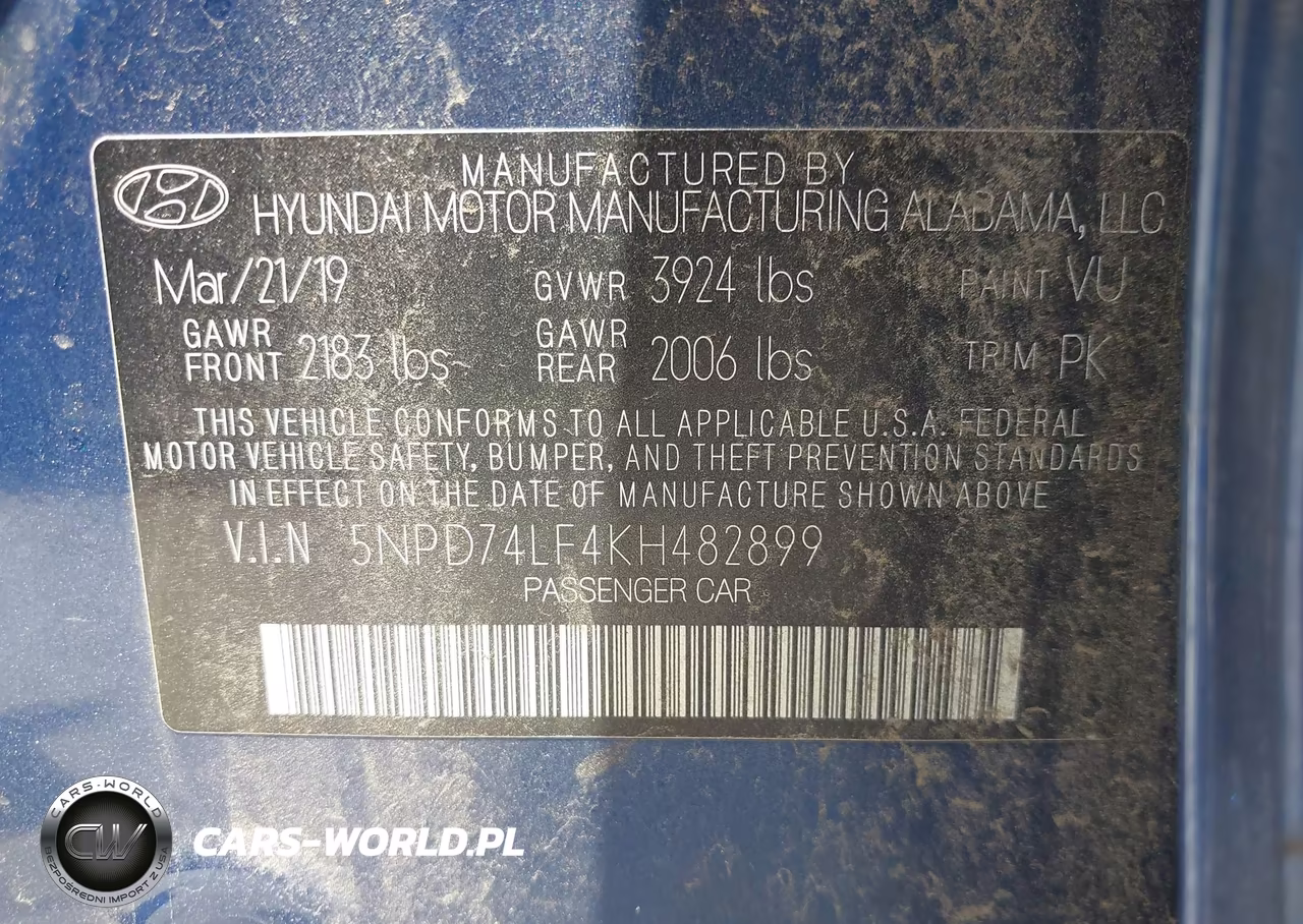 2019 Hyundai Elantra Se VIN:5NPD74LF4KH482899 - 9