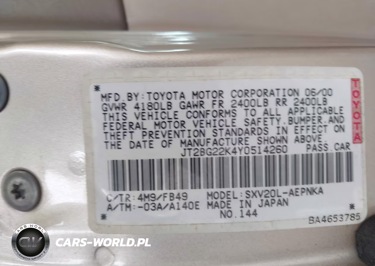 2000 Toyota Camry Le VIN:JT2BG22K4Y0514260 - 9