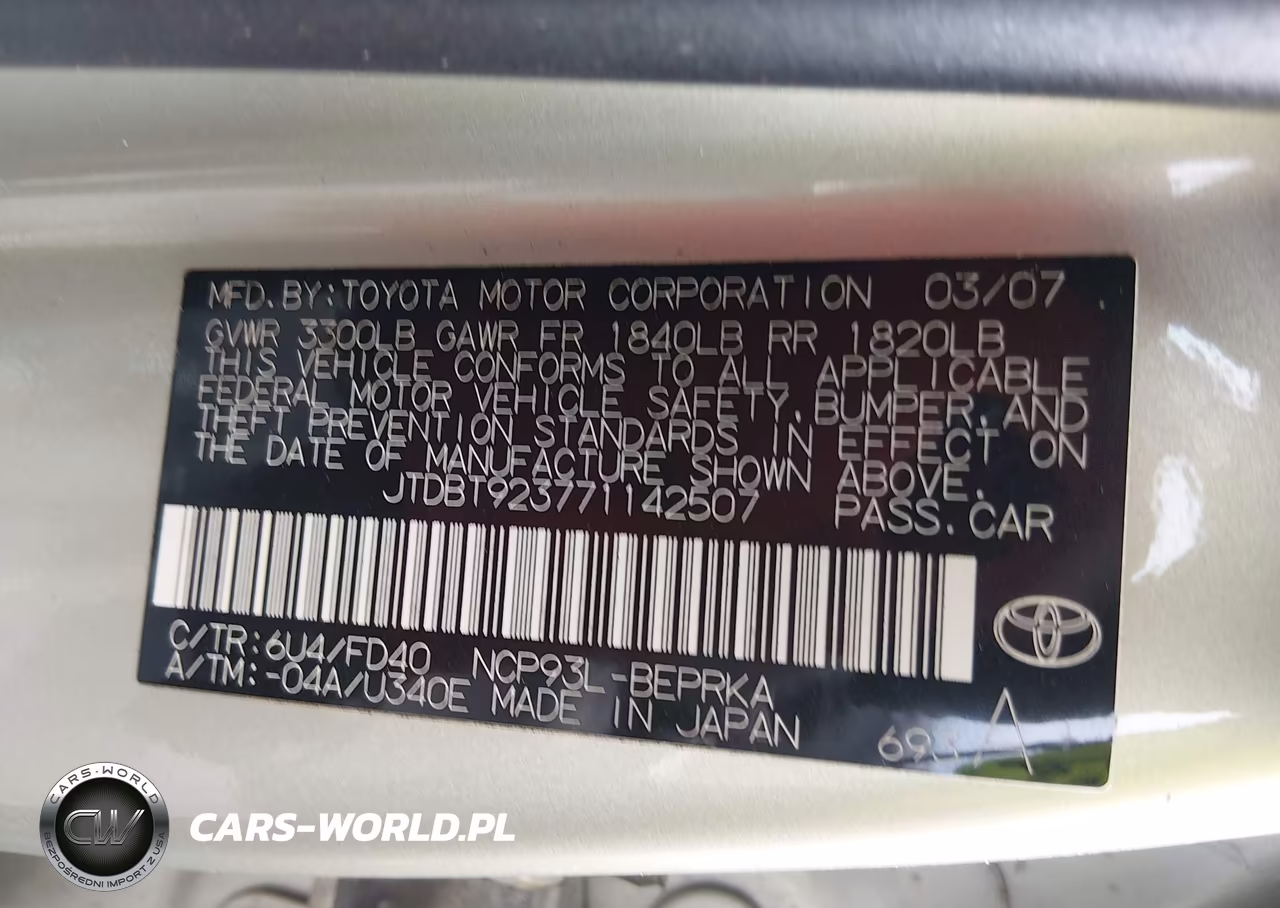 2007 Toyota Yaris VIN:JTDBT923771142507 - 9