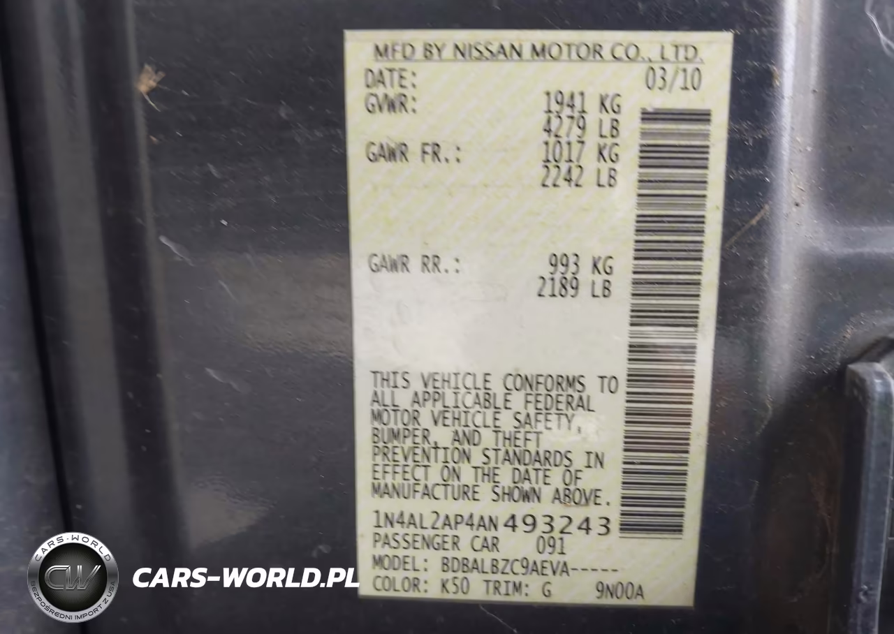 2010 Nissan Altima 2.5 S VIN:1N4AL2AP4AN493243 - 9