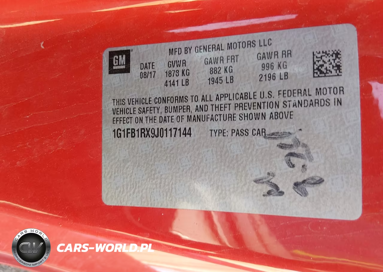 2018 Chevrolet Camaro 1Lt VIN:1G1FB1RX9J0117144 - 9