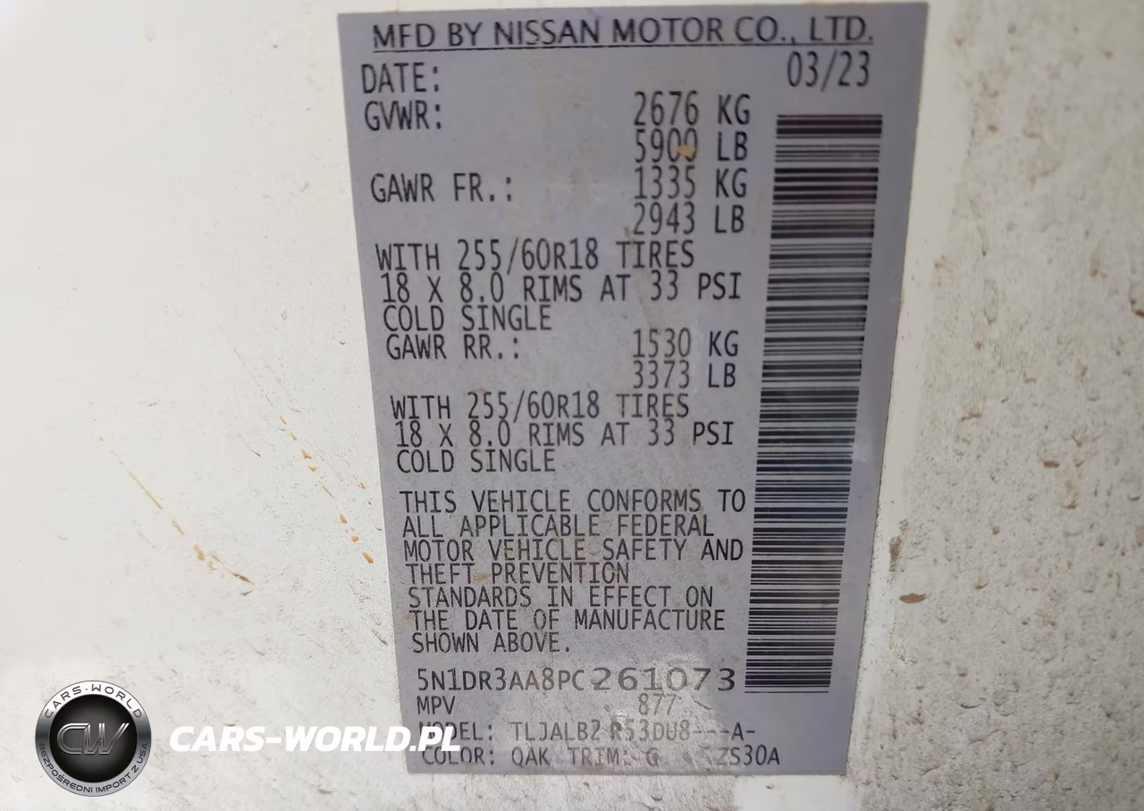 2023 Nissan Pathfinder S Fwd VIN:5N1DR3AA8PC261073 - 9